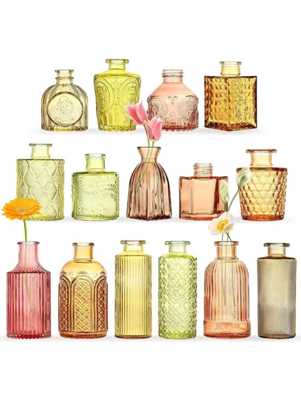 15 Pcs Colorful Bud Vases Set for Baby Showers & Weddings, Table Decor